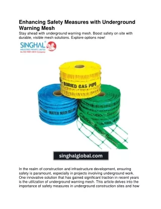 Enhancing Safety Measures with Underground Warning Mesh