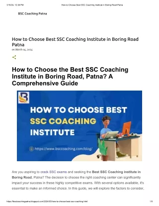 How to Choose the Best SSC Coaching Institute in Boring Road, Patna?