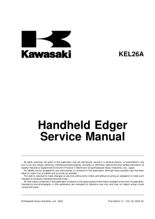 Kawasaki KEL26A Handheld Edger Service Repair Manual