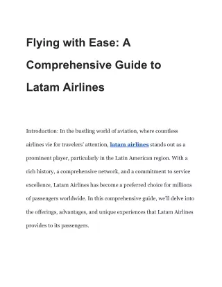 Latam Airlines: Your Gateway to South American Adventures