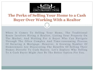 The Perks of Selling Your Home to a Cash Buyer Over Working With a Realtor