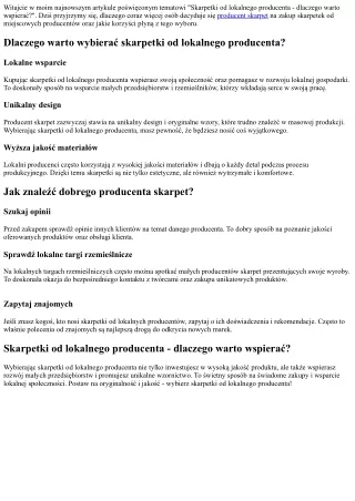 Skarpetki od lokalnego producenta - dlaczego warto wspierać?