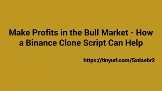 Make Profits in the Bull Market - How a Binance Clone Script Can Help