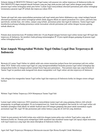 DKMTOTO Laman Togel Terpercaya &amp; Toto Legal Gampang Menang Indonesia