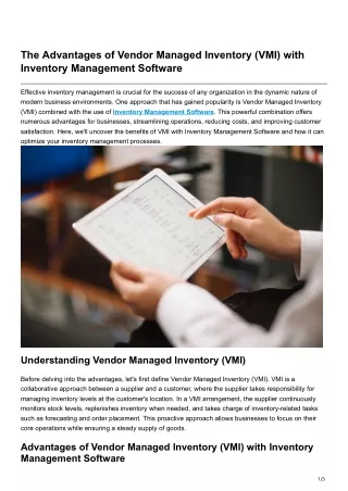 The Advantages of Vendor Managed Inventory VMI with Inventory Management Software