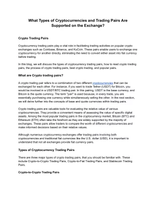 What Types of Cryptocurrencies and Trading Pairs Are Supported