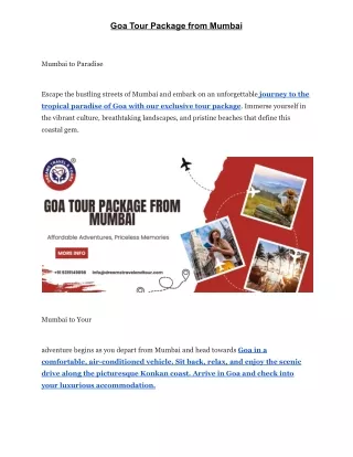 Goa Tour Package from Mumbai