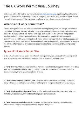 The UK Work Permit Visa Journey