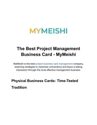 The Best Project Management Business Card - MyMeishi