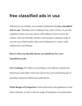 free classified ads in usa