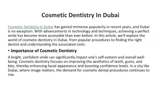 Cosmetic Dentistry In Dubai