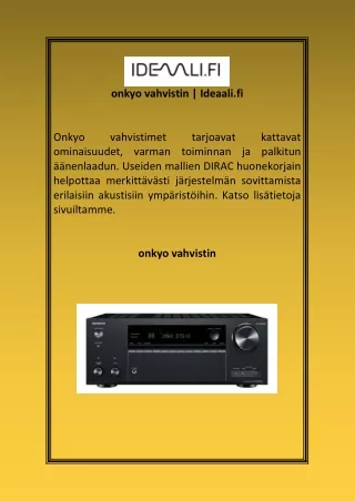 onkyo vahvistin Ideaali fi