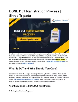 BSNL DLT Registration Process - Shree Tripada