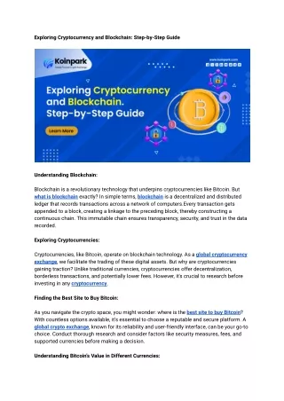 Exploring Cryptocurrency and Blockchain Step-by-Step Guide