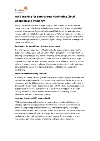 AWS Training for Enterprises Maximizing Cloud Adoption and Efficiency