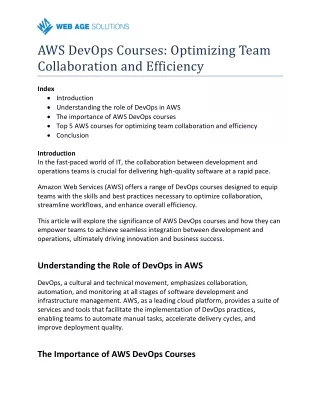 AWS DevOps Courses Optimizing Team Collaboration and Efficiency