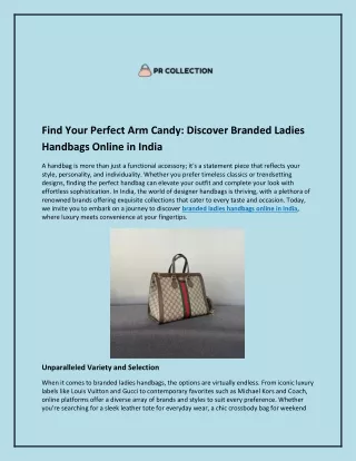 Find Your Perfect Arm Candy and Discover Branded Ladies Handbags Online in India