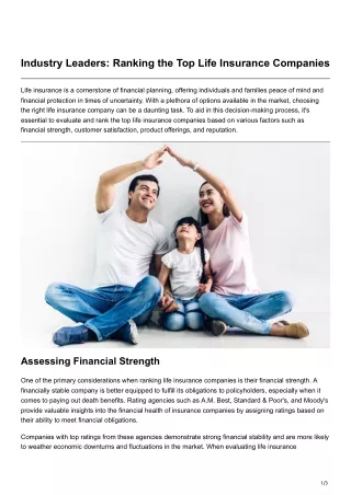 Industry Leaders Ranking the Top Life Insurance Companies