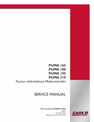 CASE IH PUMA 165 Tractor Service Repair Manual