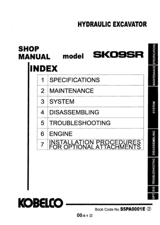 Kobelco SK09SR Mini Excavator Service Repair Manual (PA02-00101～)