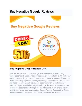 Buy Negative Google Reviews