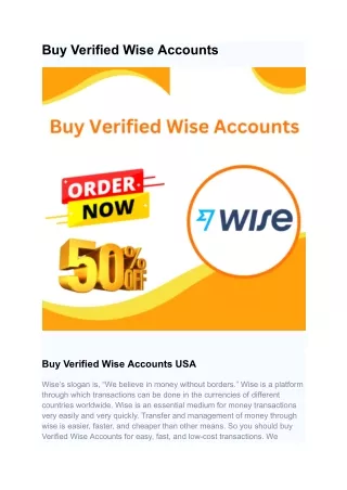 Buy Verified Wise Accounts