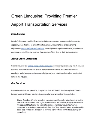 Green Limousine (Airport Transportation Services)