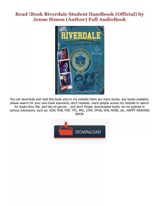 READ DOWNLOAD% Riverdale Student Handbook (Official) Online Book By  Jenne Simon (Author)