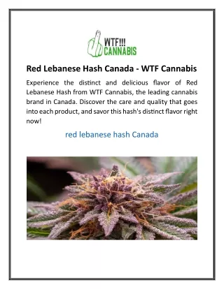 Red Lebanese Hash Canada