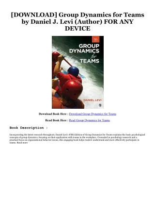 !^DOWNLOAD PDF$ Group Dynamics for Teams Online Book By  Daniel J. Levi (Author)