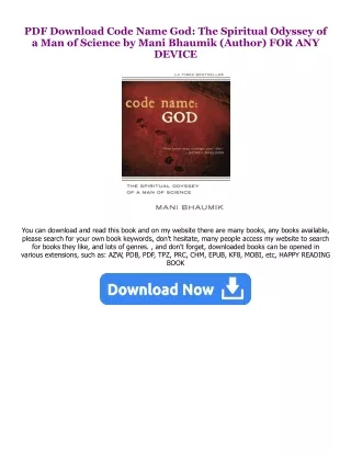 P.D.F. FREE DOWNLOAD Code Name God: The Spiritual Odyssey of a Man of Science PD