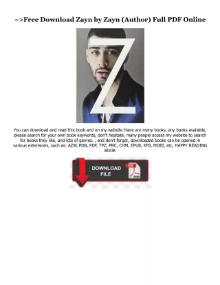 READ DOWNLOAD#= Zayn [DOWNLOAD PDF] PDF By  Zayn (Author)