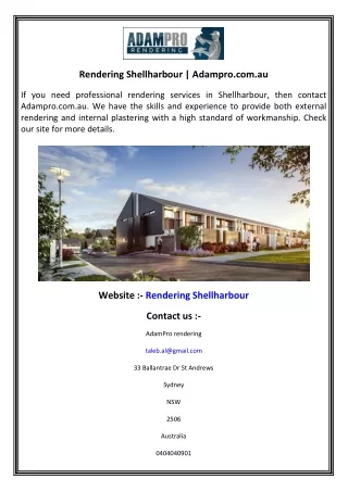 Rendering Shellharbour  Adampro.com.au