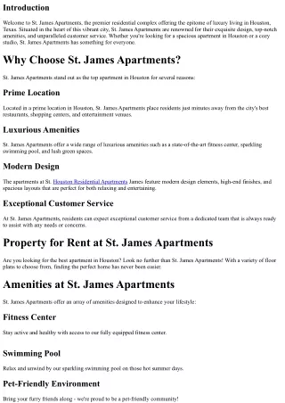 St. James Apartments: The Epitome of Luxury Living in Houston Texas