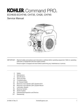 Kohler Command PRO CH745 Service Repair Manual
