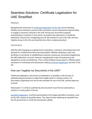 Seamless Solutions_ Certificate Legalization for UAE Simplified