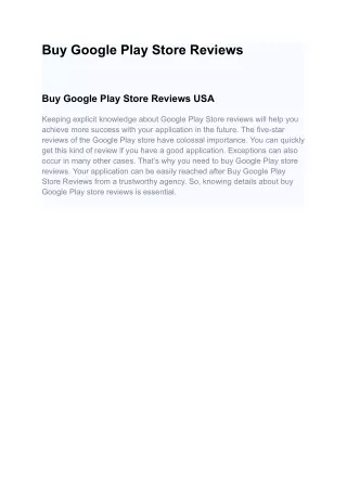 Buy Google Play Store Reviews