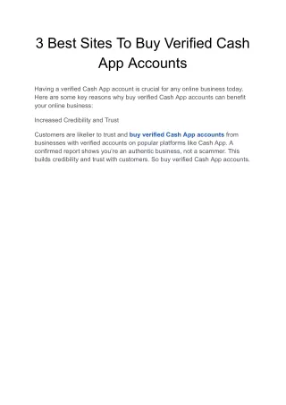 3 Best Sites To Buy Verified Cash App Accounts