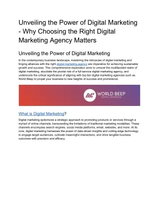 Why Choosing the Right Digital Marketing Agency Matters