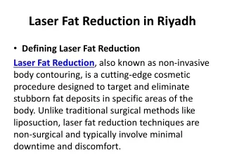 Laser Fat Reduction in Riyadh