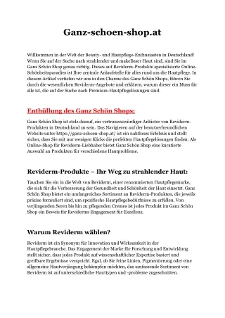 Wo kann man Reviderm Produkte kaufen