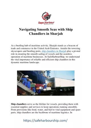 All Your Maritime Needs Met: Ship Chandlers in Sharjah