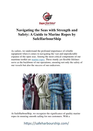 Secure Your Vessel with High-Quality Marine Ropes