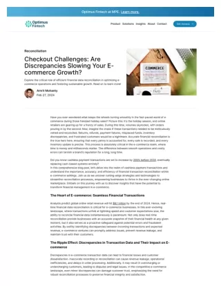 Challenges slow your eCommerce Growth - Optimus Fintech Inc