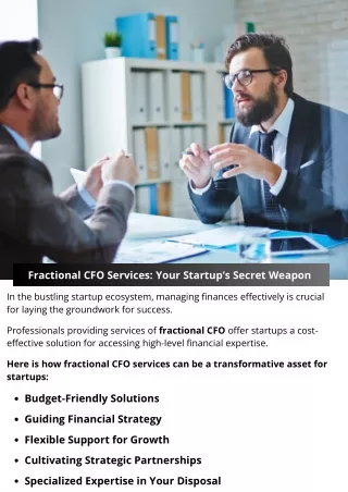 Fractional CFO Services: Your Startup’s Secret Weapon