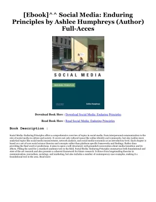 DOWNLOAD FREE Social Media: Enduring Principles Online Book By  Ashlee Humphreys