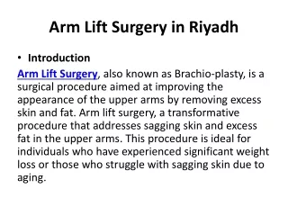 Arm Lift Surgery in Riyadh