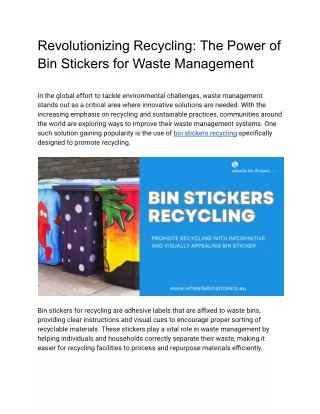 Bin stickers recycling