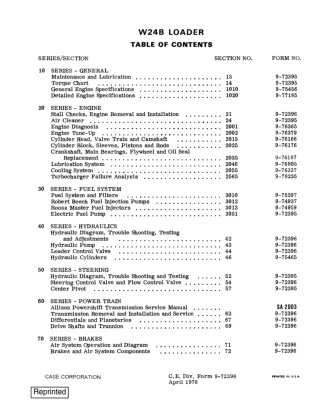 CASE W24B Wheel Loader Service Repair Manual